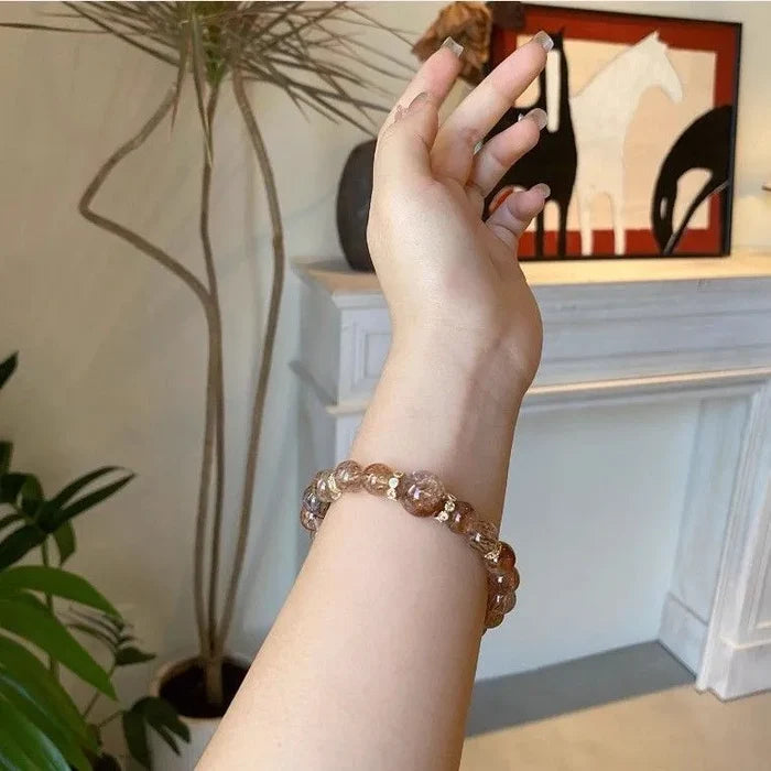 Citrine bracelet on display with natural lighting — healing crystal bracelet for healing and wellness by Crystalvana