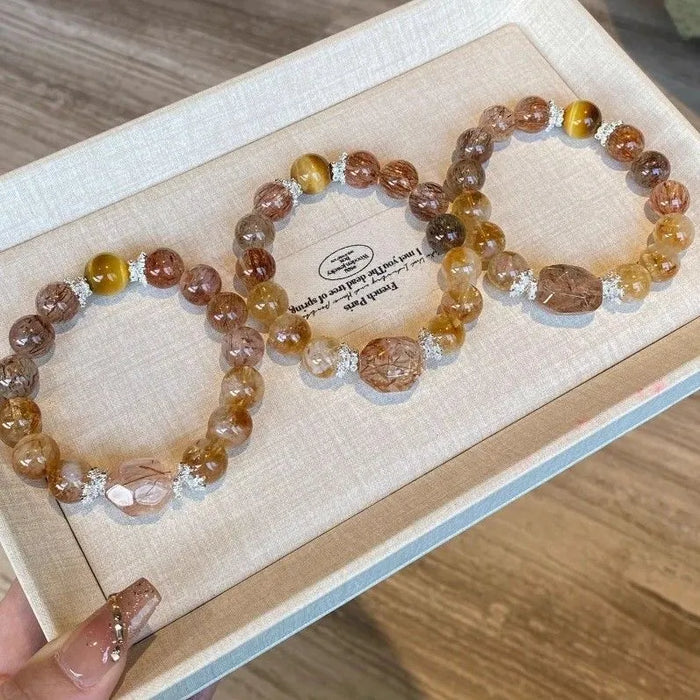 Lifestyle shot of citrine bracelet worn elegantly — healing crystal bracelet for healing and wellness by Crystalvana