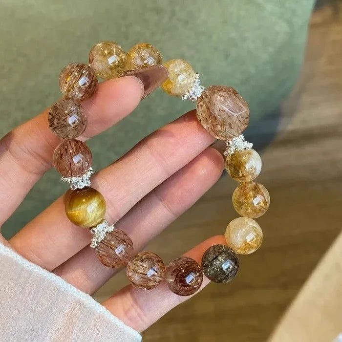 Side angle view of citrine bracelet — healing crystal bracelet for healing and wellness by Crystalvana