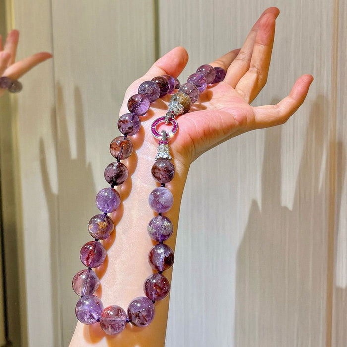Purple ghost crystal necklace detail two