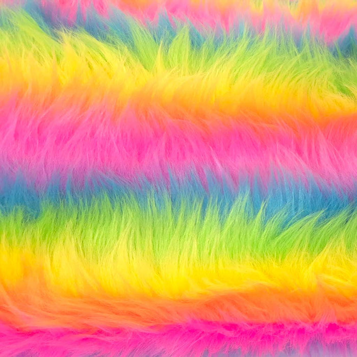 Rainbow coloured acrylic fur