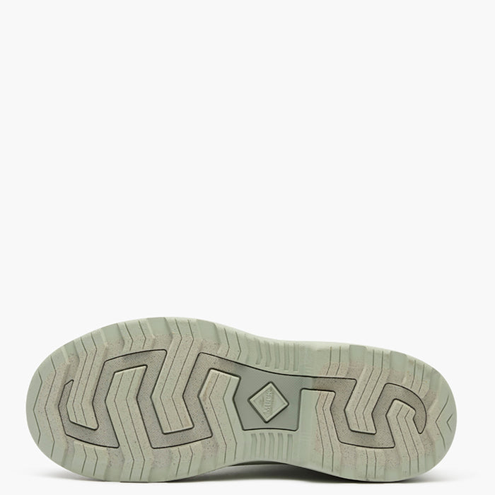 Close-up of a shoe sole with tread pattern on a white background