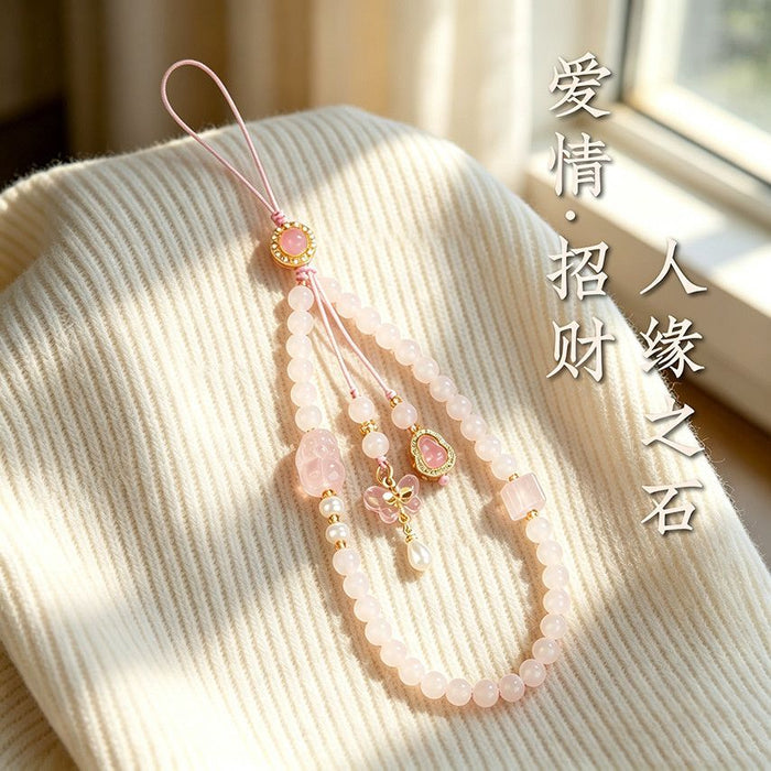 Rose quartz beads and pearl detail one