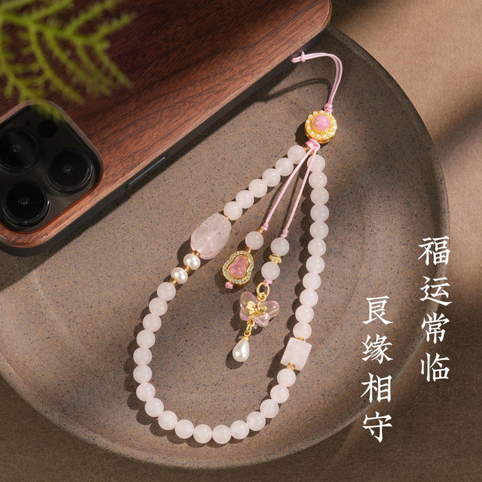 Rose quartz pearl charm - gift ready