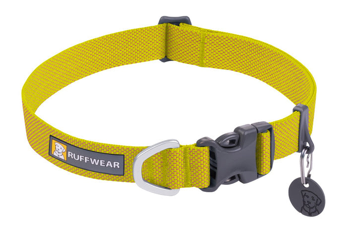 Stock image of the Hi & Light Lichen Green collar, a lightweight, everyday collar, on a white background.