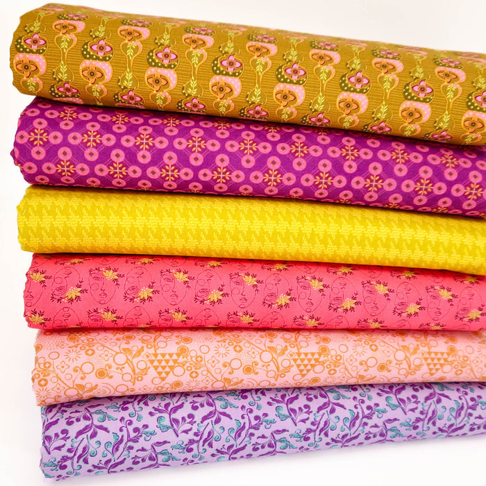 Vibrant coloured cotton fat quarter bundle