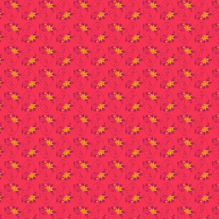 Sew Kind of Wonderful by Free Spirit - Ditsy Faces - Cerise