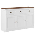 Sideboard Storage Cabinet with 3 Drawers & 3 Doors Buffet Cabinet for Dining Room, White