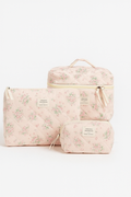Spring Pink Floral Makeup & Toiletry Travel Bag (3 Pcs)