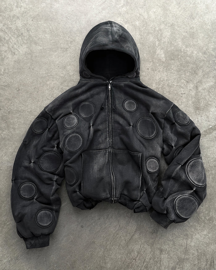 STEALTH BLACK 'OXYGEN' PADDED ZIP-UP HOODIE