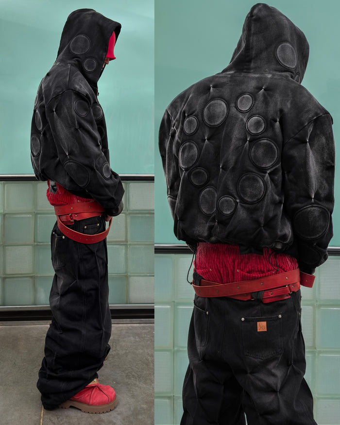 STEALTH BLACK 'OXYGEN' PADDED ZIP-UP HOODIE