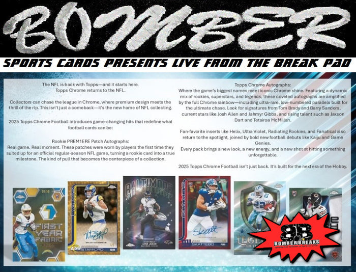 SUNDAY - 2025 Topps Chrome Football Hobby 3 Box Break - Pick Your Team #23 - Live 9/20/26