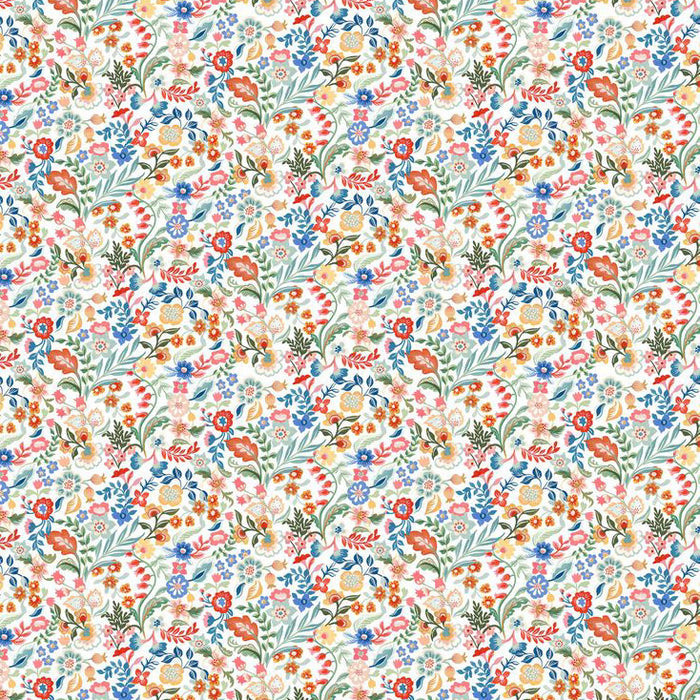 Small floral pattern with multicolored flowers on a white background