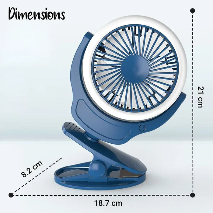 Teknum 2-In-1 Stroller USB Charging Fan with Light (Blue)