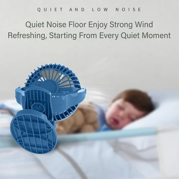 Teknum 2-In-1 Stroller USB Charging Fan with Light (Blue)