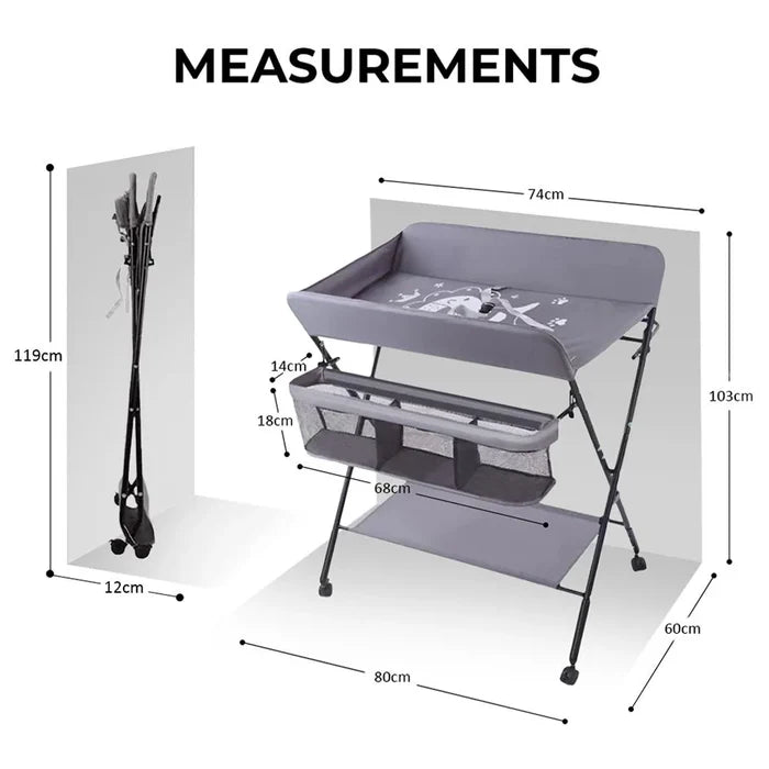 Teknum 4-In-1 Diaper Changing Table Organizer (Grey)