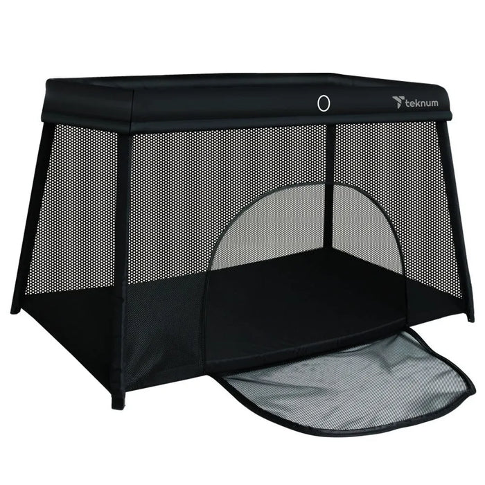 Teknum Portable Quick fold Playard & Cot with Zipper Door & Carry Bag (Midnight Black)