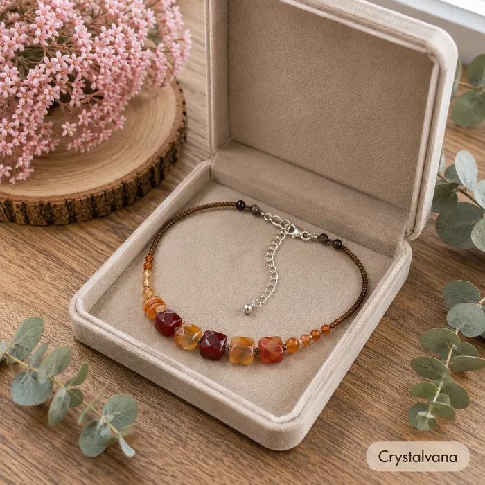Red agate choker care instructions gentle clean soft cloth avoid chemicals, Crystalvana