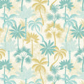 Beautiful summer palm trees in beachy shades of sand and sea printed on a cream quilting cotton.