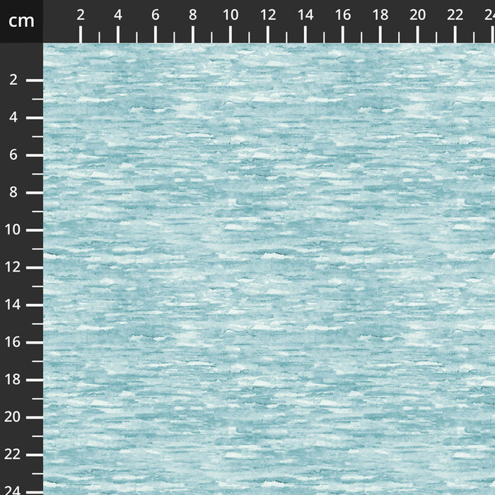 Gentle waves printed on a cotton quilting fabric with a cm ruler