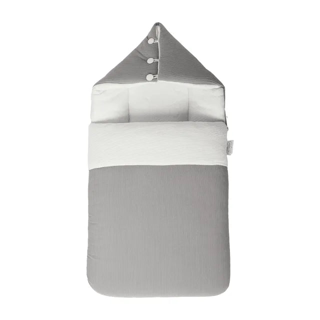 White & Grey 2-in-1 Bamboo Cushioned Baby Sleeping Bag