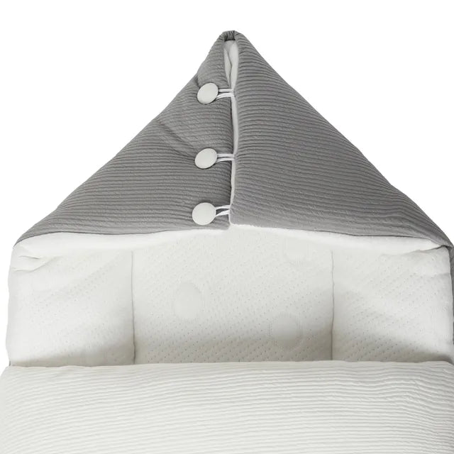 White & Grey 2-in-1 Bamboo Cushioned Baby Sleeping Bag