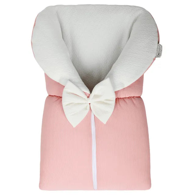 White & Grey Baby Sleeping Bag White With Bow