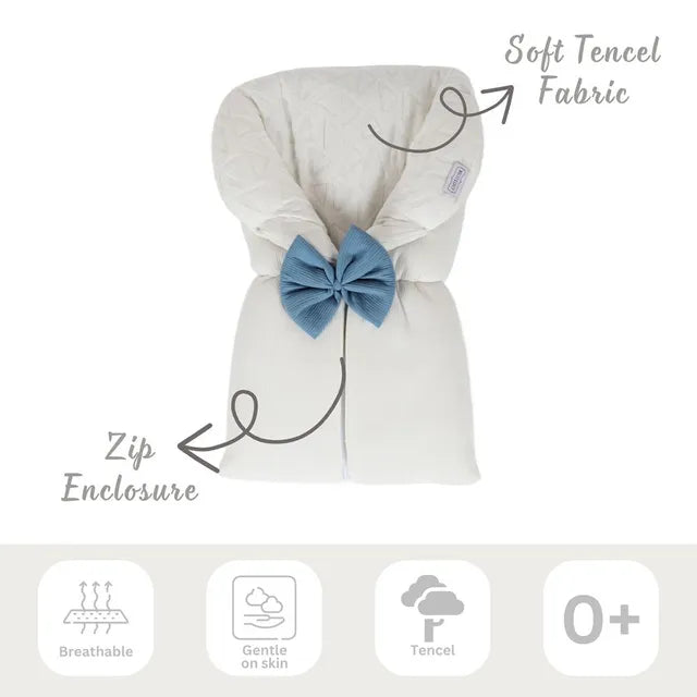 White & Grey Baby Sleeping Bag White With Bow