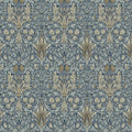 William Morris Snakehead design in blue, printed on a cotton fabric