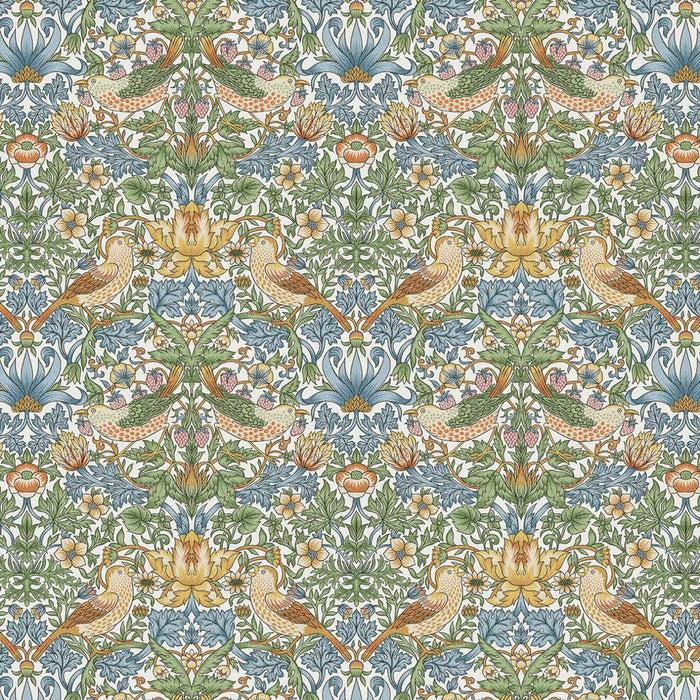 William Morris Strawberry Thief in sky blue printed on a cotton fabric