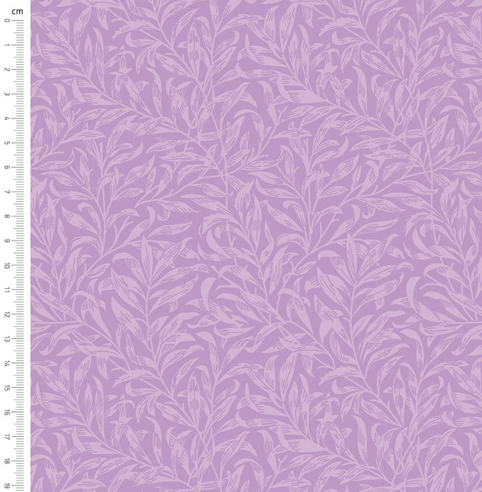 Orchid willow bough design printed on quilting fabric with a cm ruler