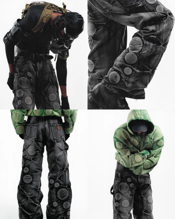 WITHERED GREEN ‘OXYGEN’ PADDED ZIP-UP HOODIE