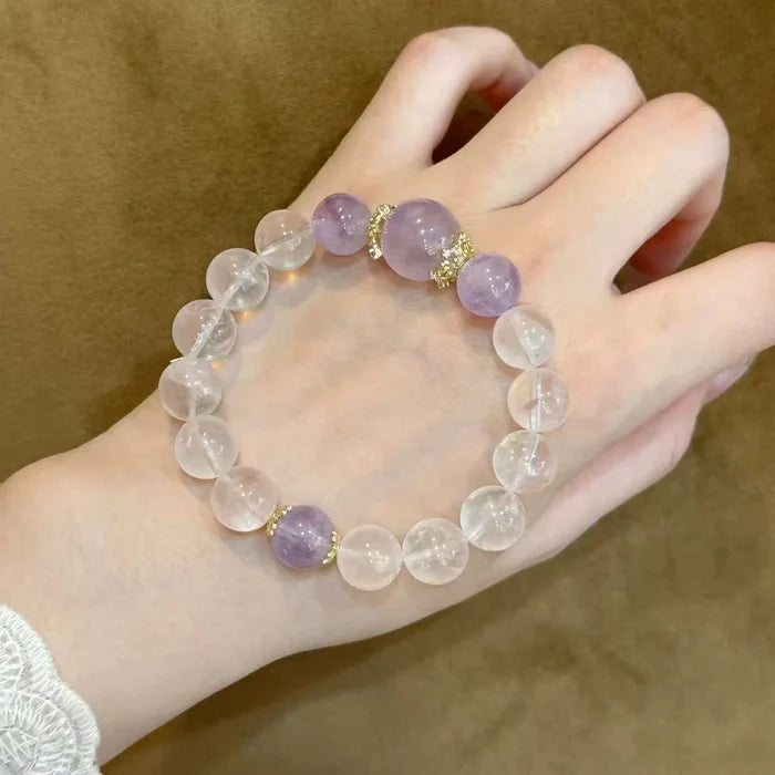 Citrine and Amethyst zodiac abundance crystal bracelet for prosperity and wisdom, Crystalvana